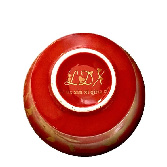 Chinese Gaiwan Red Gold Cup Saucer Bowl Lid Kung Fu Tea Set for 2 EUC - Picture 9 of 16